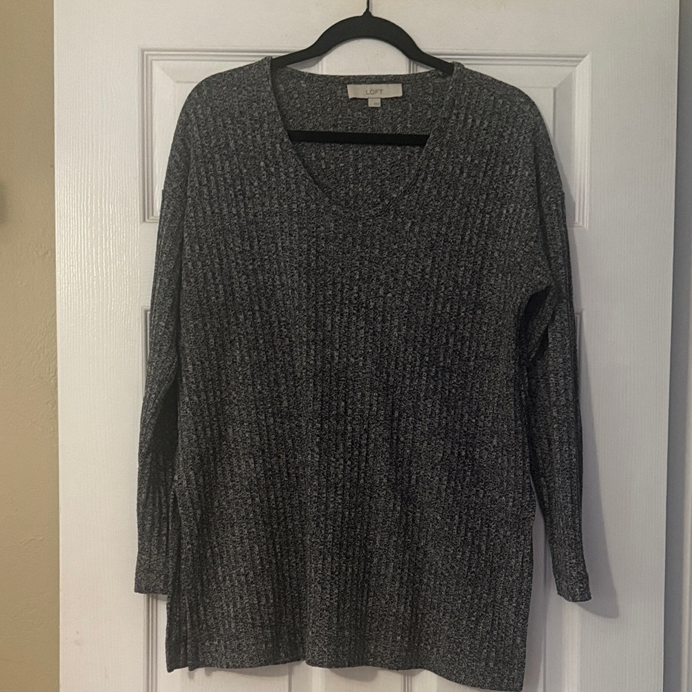 LOFT Charcoal V-Neck Sweater